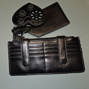 Kate Landry Metallic Wallet & Keychain Set – Gunmetal